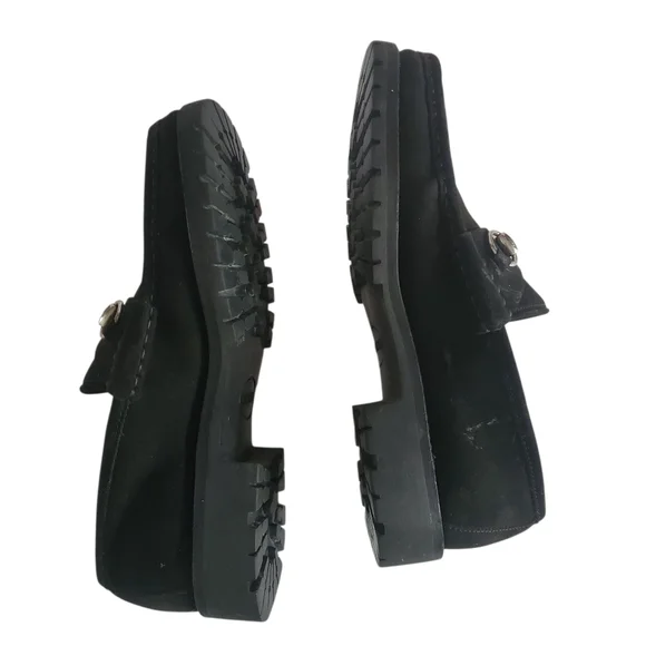 GUCCI 016343 Sylke Black Suede Horsebit Chunky Lug Sole Slip-On Loafers Men's 8½ - Picture 6 of 14